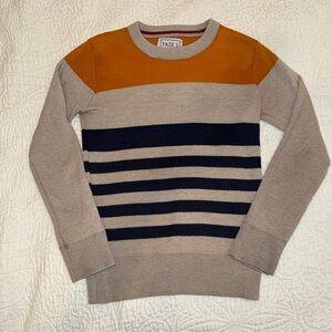 Faze 1 Boys Sweater Size 7 | Tan Navy Striped Crewneck | Fall Winter Pullover